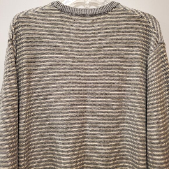 NWOT Chaps Sweater Crew Neck Heather Gray/White Striped Mens Size Large‎ NEW - Picture 8 of 12